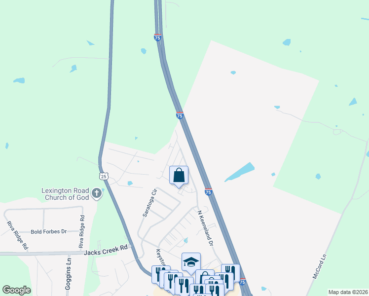 map of restaurants, bars, coffee shops, grocery stores, and more near 450 North Keeneland Drive in Richmond