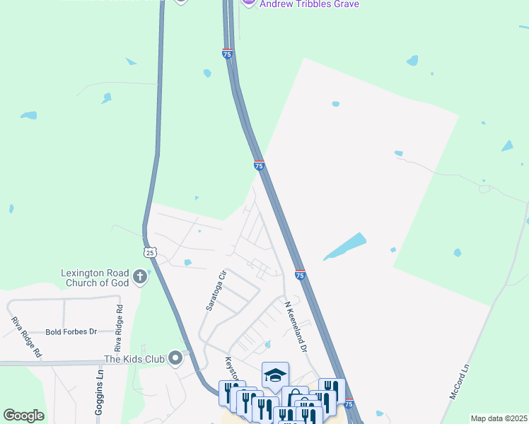 map of restaurants, bars, coffee shops, grocery stores, and more near 450 North Keeneland Drive in Richmond