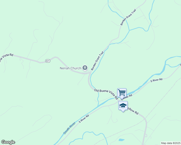map of restaurants, bars, coffee shops, grocery stores, and more near 1325 Old Buena Vista Road in Buena Vista