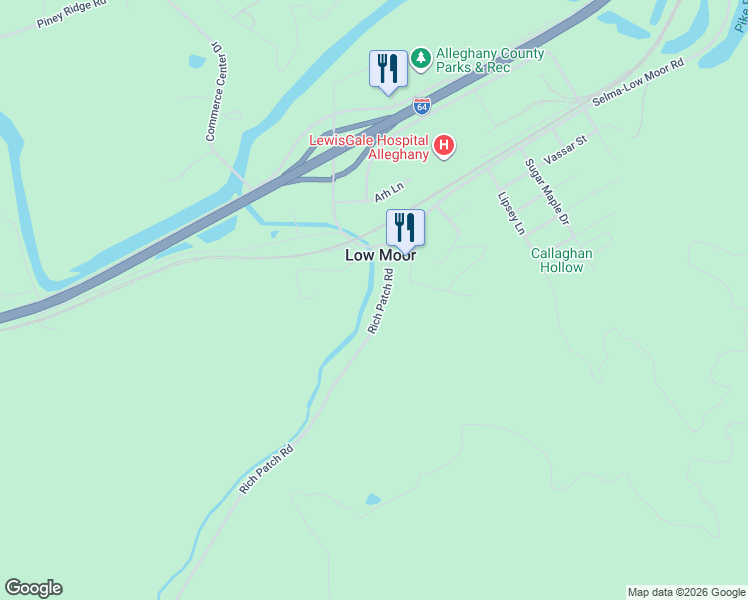 map of restaurants, bars, coffee shops, grocery stores, and more near 9614-9716 Rich Patch Road in Low Moor