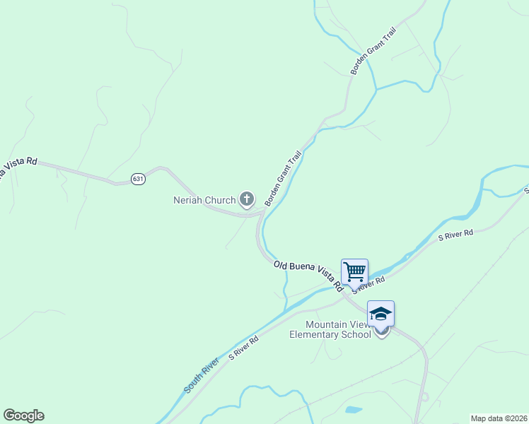 map of restaurants, bars, coffee shops, grocery stores, and more near 40 Borden Grant Trail in Buena Vista