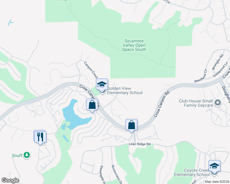 map of restaurants, bars, coffee shops, grocery stores, and more near 5075 Canyon Crest Drive in San Ramon