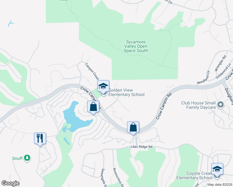 map of restaurants, bars, coffee shops, grocery stores, and more near 5075 Canyon Crest Drive in San Ramon