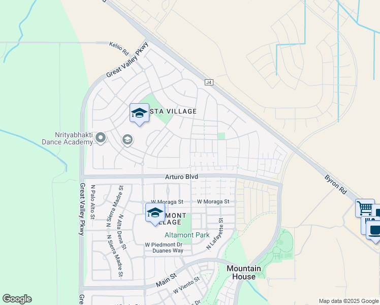 map of restaurants, bars, coffee shops, grocery stores, and more near 645 North Marquis Way in Tracy