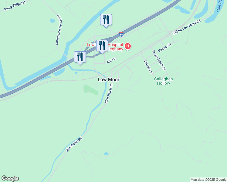 map of restaurants, bars, coffee shops, grocery stores, and more near 9719 Rich Patch Road in Low Moor