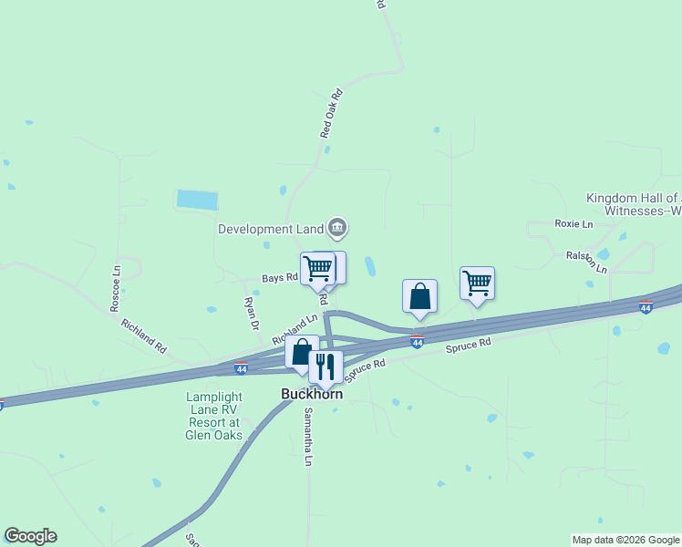 map of restaurants, bars, coffee shops, grocery stores, and more near 25788-25804 Red Oak Road in Waynesville