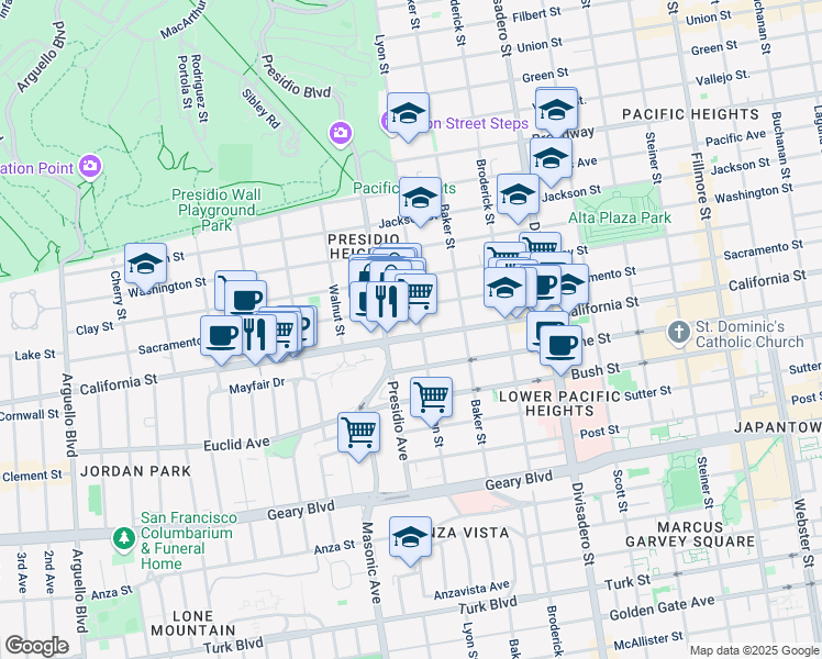 map of restaurants, bars, coffee shops, grocery stores, and more near in San Francisco