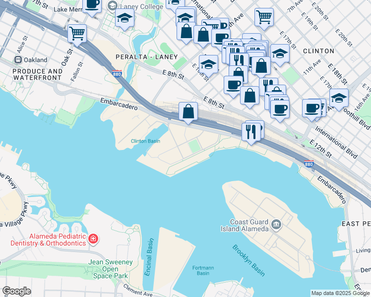 map of restaurants, bars, coffee shops, grocery stores, and more near 219 9th Avenue in Oakland