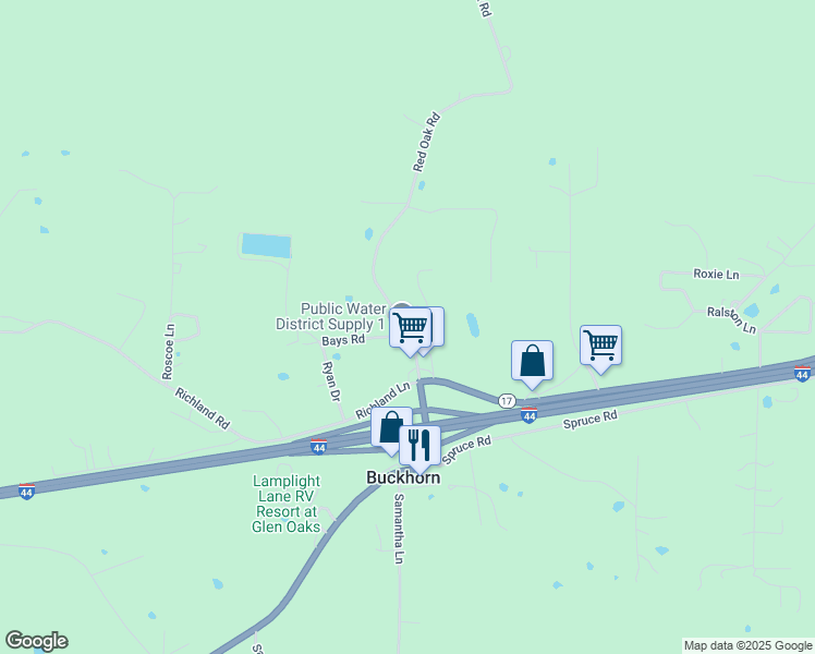 map of restaurants, bars, coffee shops, grocery stores, and more near 25788 Red Oak Road in Waynesville