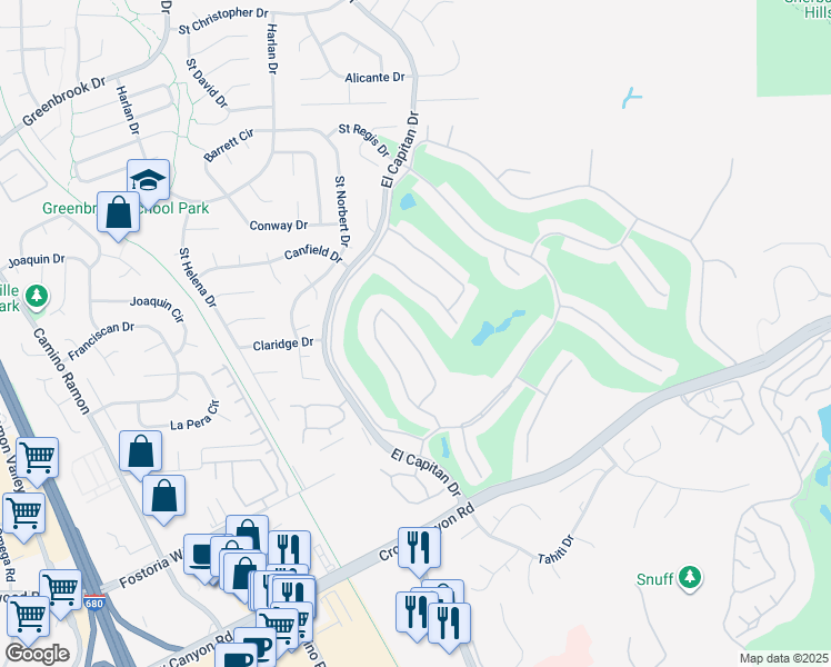 map of restaurants, bars, coffee shops, grocery stores, and more near 1942 Rancho Verde Circle East in Danville