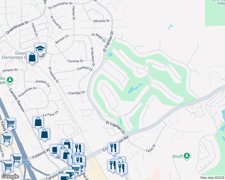 map of restaurants, bars, coffee shops, grocery stores, and more near 1942 Rancho Verde Circle East in Danville