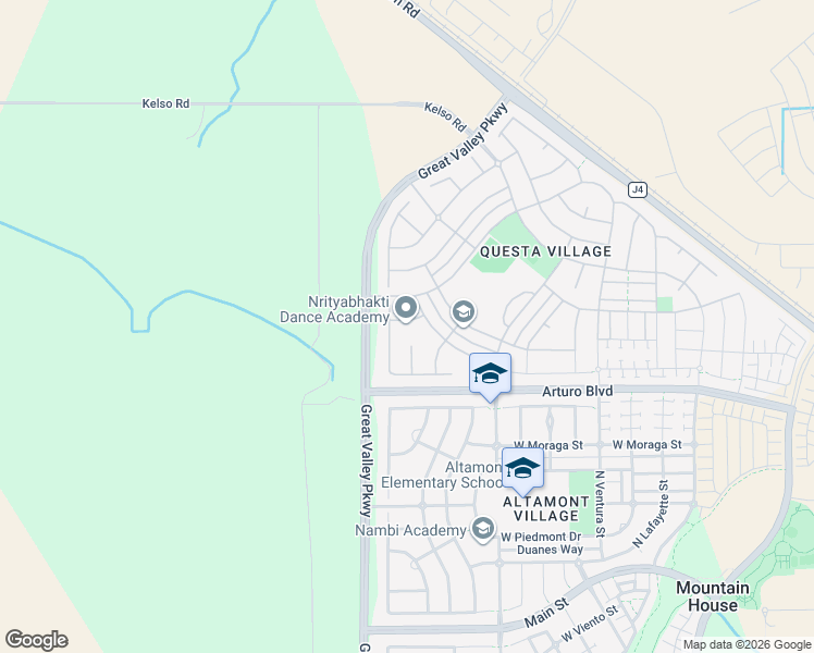 map of restaurants, bars, coffee shops, grocery stores, and more near 734 West Aquino Way in Mountain House