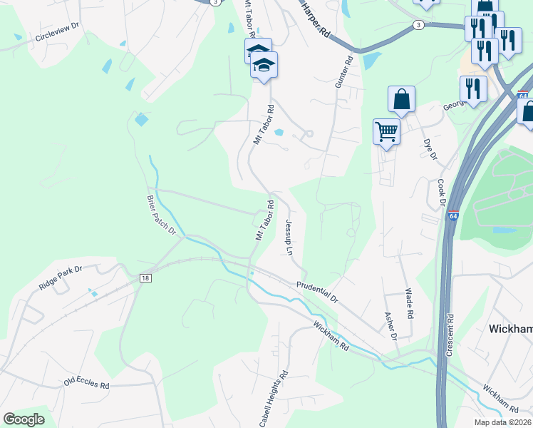map of restaurants, bars, coffee shops, grocery stores, and more near 484 Mount Tabor Road in Beckley