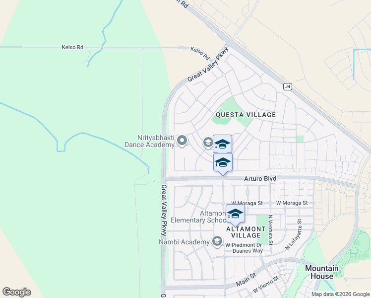 map of restaurants, bars, coffee shops, grocery stores, and more near 734 West Aquino Way in Mountain House