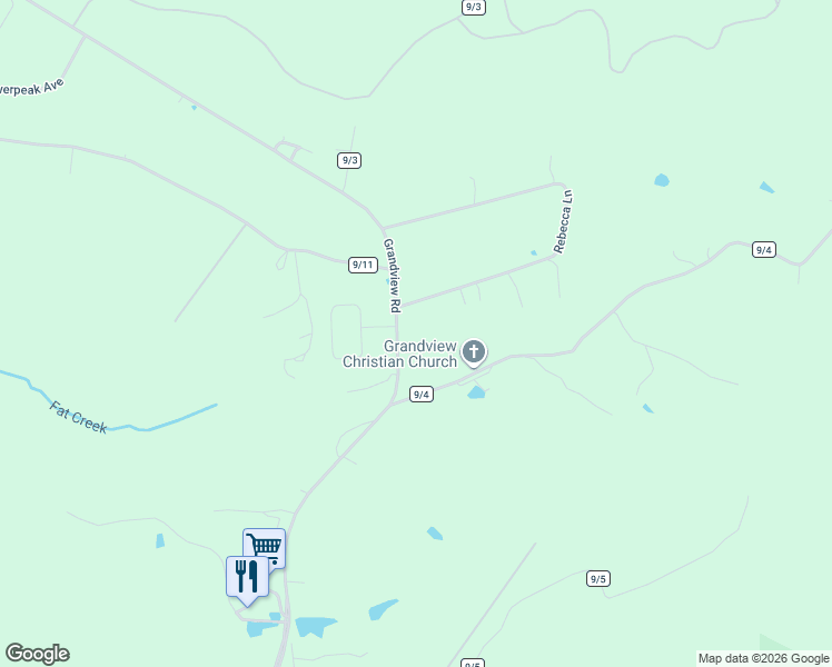 map of restaurants, bars, coffee shops, grocery stores, and more near 2856 Grandview Road in Beaver