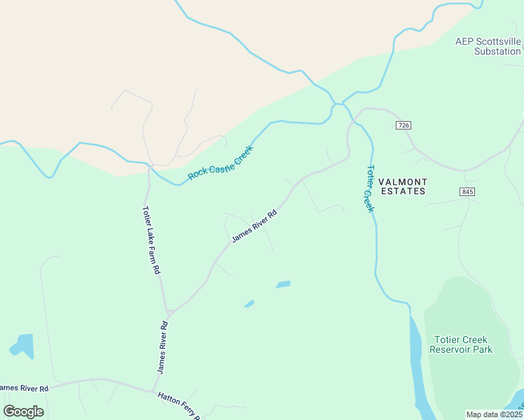 map of restaurants, bars, coffee shops, grocery stores, and more near 848 James River Road in Scottsville