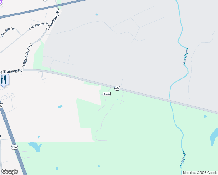 map of restaurants, bars, coffee shops, grocery stores, and more near 1089-1099 Battle Training Road in Elizabethtown