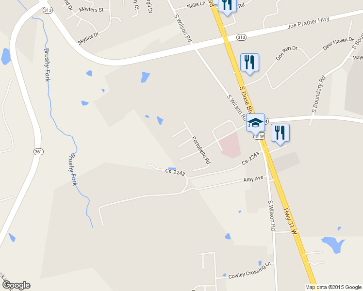 map of restaurants, bars, coffee shops, grocery stores, and more near 130 Longsbale Drive in Radcliff