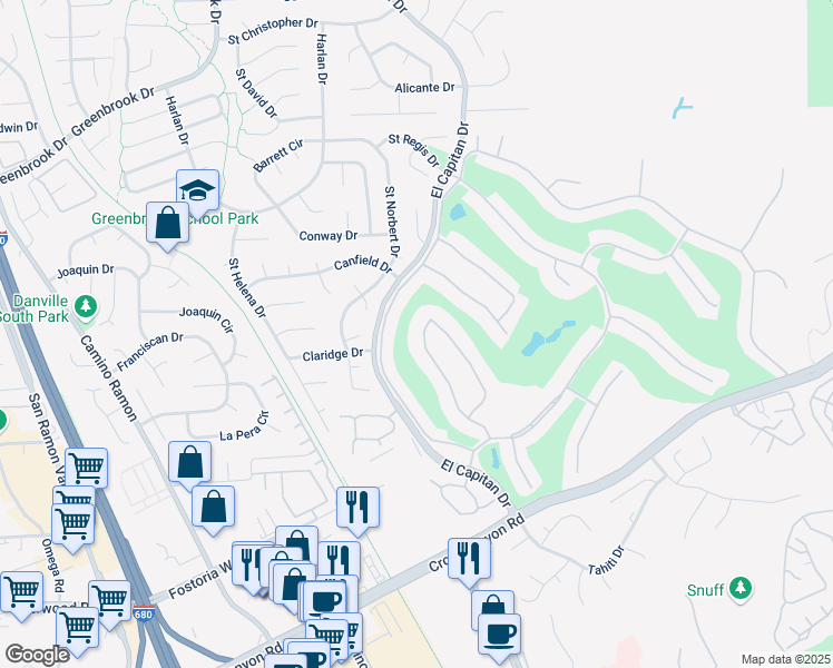 map of restaurants, bars, coffee shops, grocery stores, and more near 1927 Rancho Verde Circle West in Danville