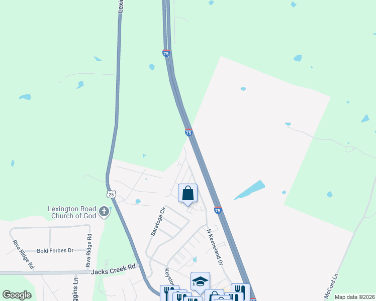 map of restaurants, bars, coffee shops, grocery stores, and more near 433 North Keeneland Drive in Richmond
