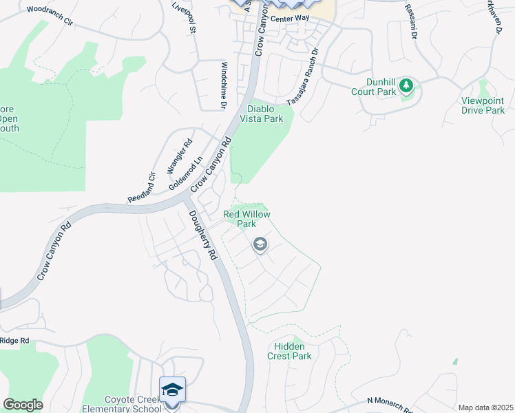 map of restaurants, bars, coffee shops, grocery stores, and more near 190 Red Willow Road in San Ramon