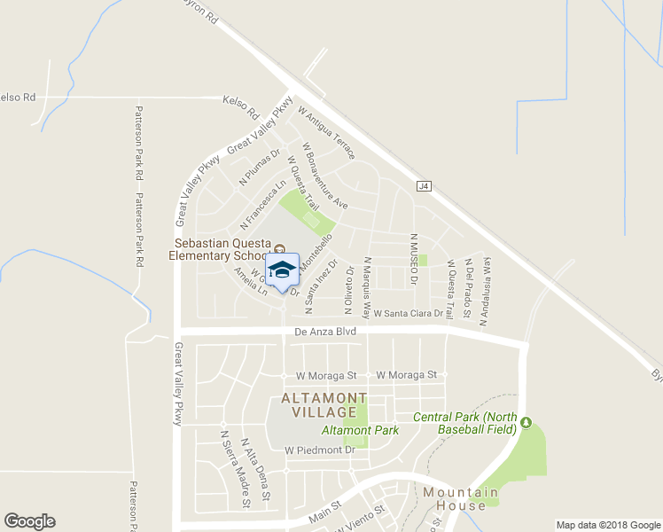 map of restaurants, bars, coffee shops, grocery stores, and more near 725 North Santa Inez Drive in Tracy