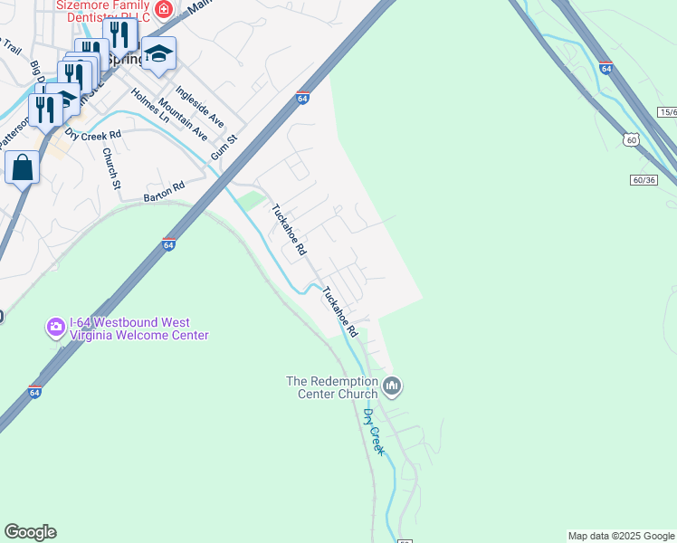 map of restaurants, bars, coffee shops, grocery stores, and more near 977 Spruce St in White Sulphur Springs