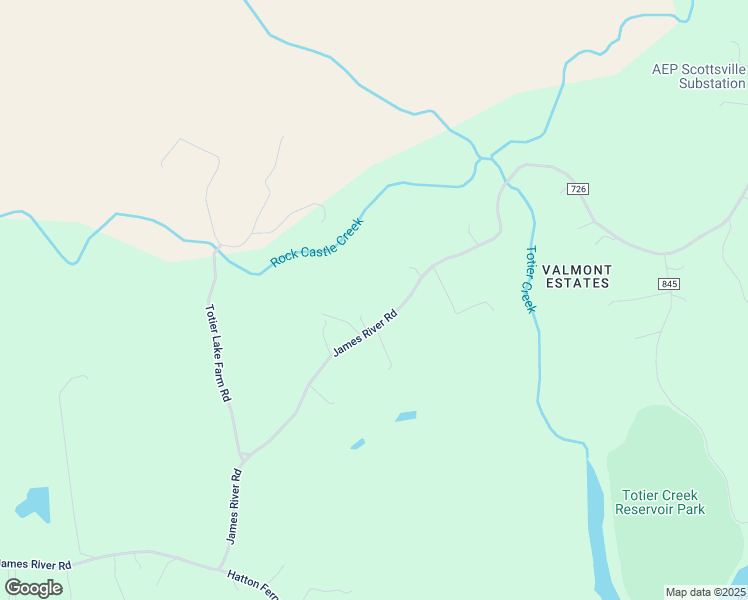 map of restaurants, bars, coffee shops, grocery stores, and more near 848 James River Road in Scottsville