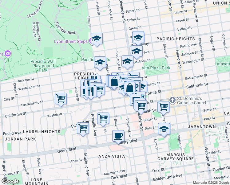 map of restaurants, bars, coffee shops, grocery stores, and more near in San Francisco