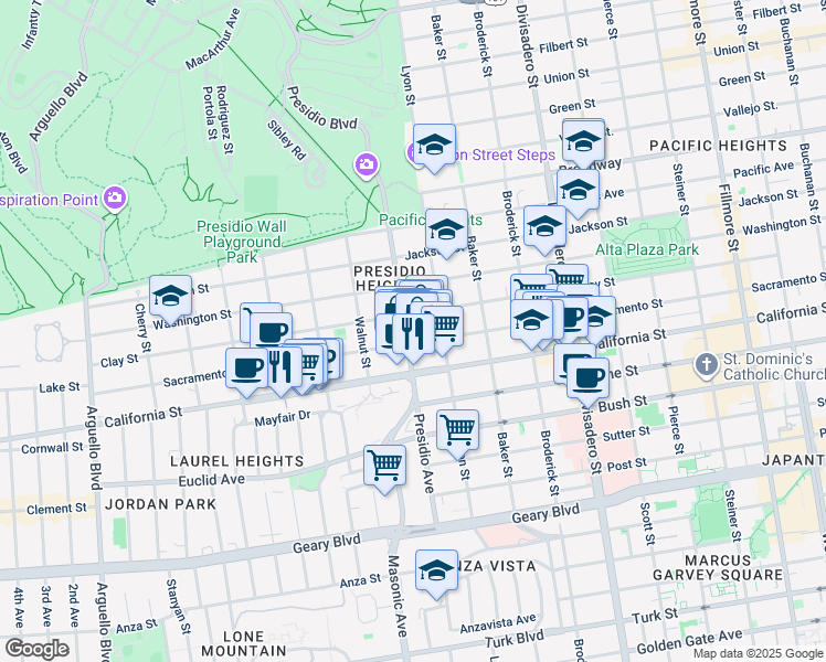 map of restaurants, bars, coffee shops, grocery stores, and more near in San Francisco
