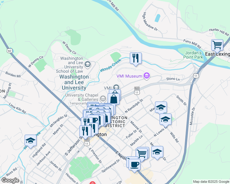 map of restaurants, bars, coffee shops, grocery stores, and more near Letcher Avenue in Lexington