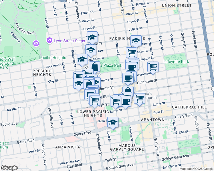 map of restaurants, bars, coffee shops, grocery stores, and more near in San Francisco