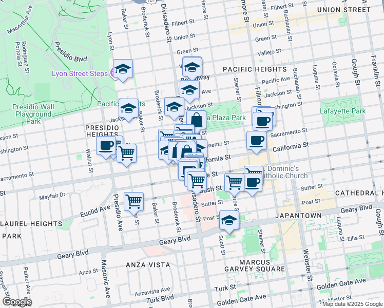 map of restaurants, bars, coffee shops, grocery stores, and more near in San Francisco