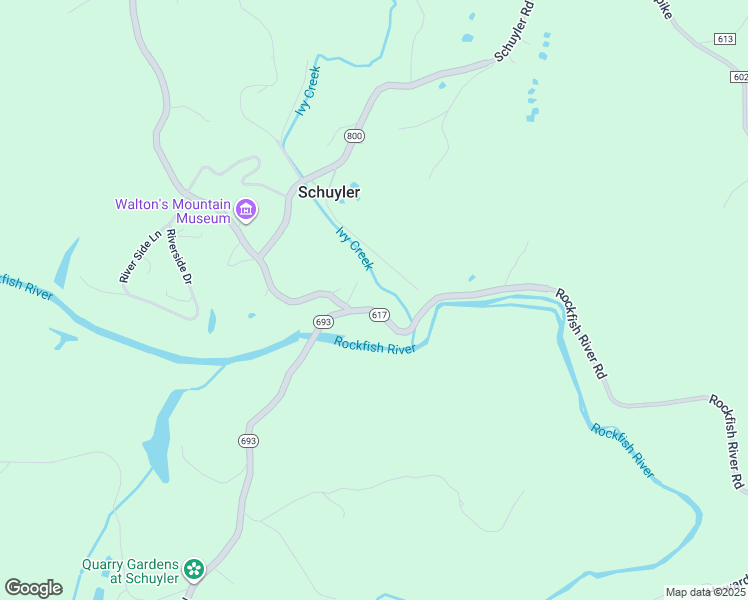 map of restaurants, bars, coffee shops, grocery stores, and more near 6080 Rockfish River Road in Schuyler