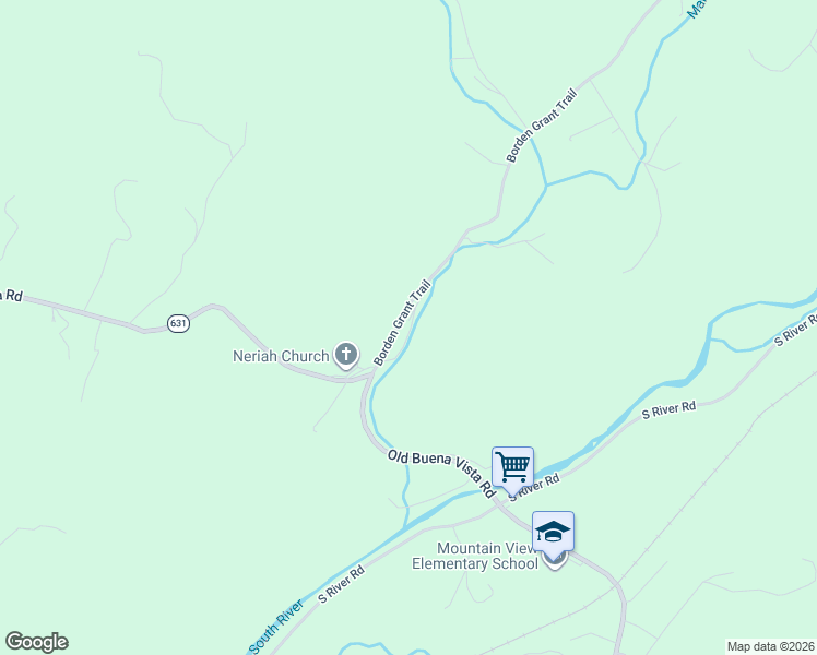 map of restaurants, bars, coffee shops, grocery stores, and more near 40 Borden Grant Trail in Buena Vista