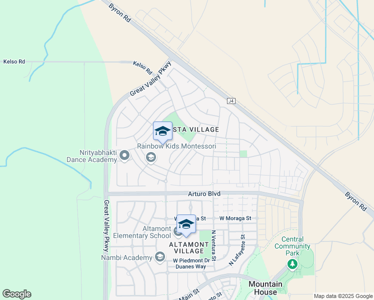 map of restaurants, bars, coffee shops, grocery stores, and more near 734 North Montebello Street in Mountain House