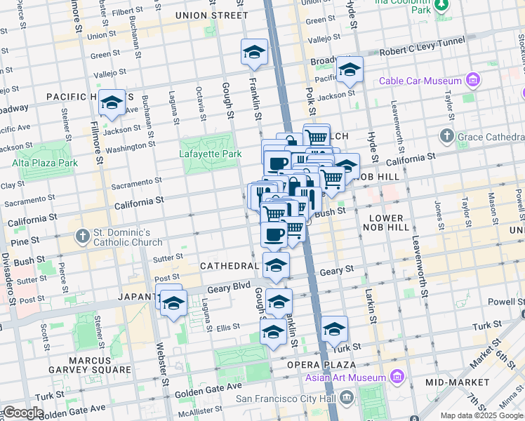 map of restaurants, bars, coffee shops, grocery stores, and more near in San Francisco