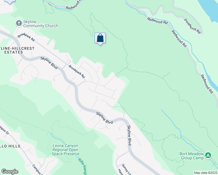 map of restaurants, bars, coffee shops, grocery stores, and more near 13224 Slope Crest Drive in Oakland