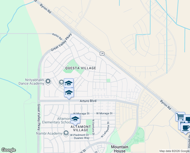 map of restaurants, bars, coffee shops, grocery stores, and more near 790 North Questa Court in Mountain House
