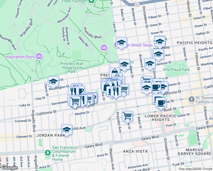 map of restaurants, bars, coffee shops, grocery stores, and more near in San Francisco