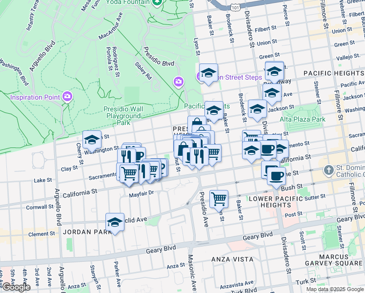 map of restaurants, bars, coffee shops, grocery stores, and more near in San Francisco