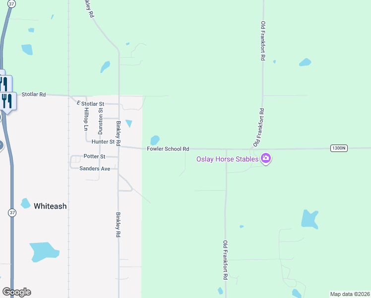 map of restaurants, bars, coffee shops, grocery stores, and more near 13100 North Casey Road in Marion