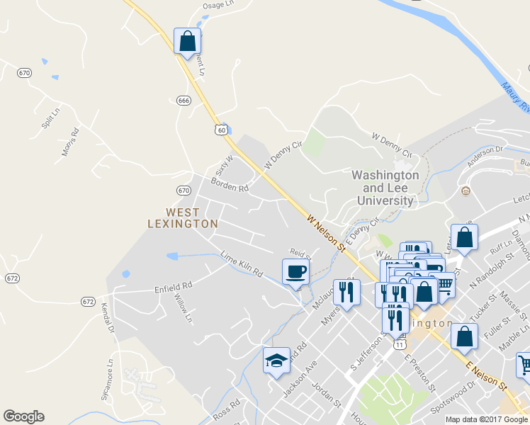 map of restaurants, bars, coffee shops, grocery stores, and more near 515 Borden Road in Lexington