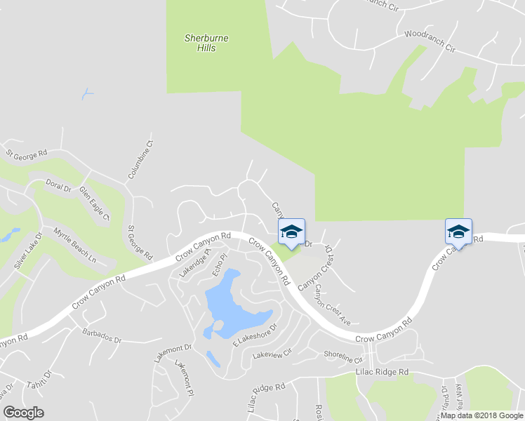 map of restaurants, bars, coffee shops, grocery stores, and more near 635 Canyon Crest Road East in San Ramon