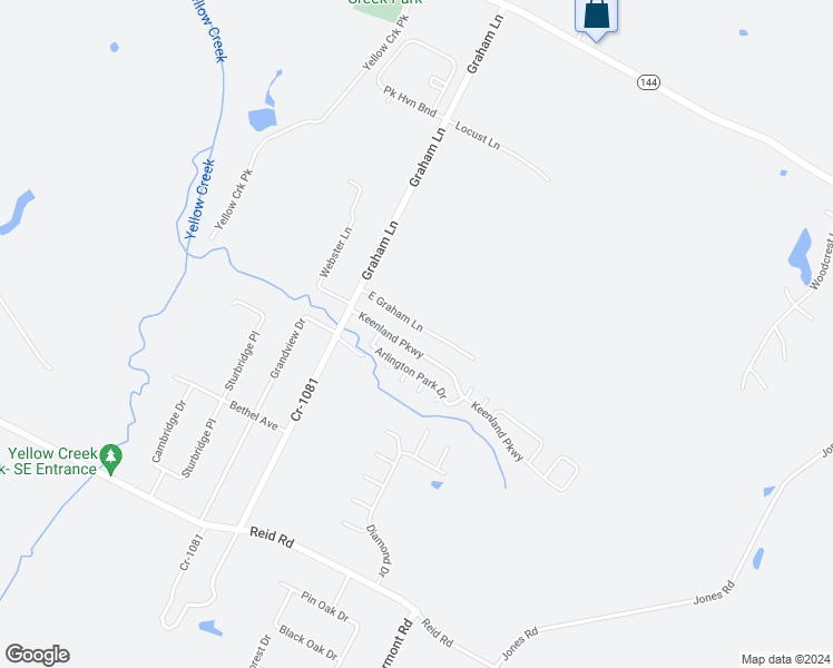 map of restaurants, bars, coffee shops, grocery stores, and more near 2038 East Graham Lane in Owensboro