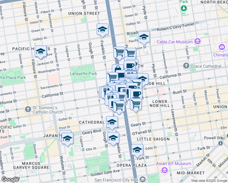 map of restaurants, bars, coffee shops, grocery stores, and more near in San Francisco