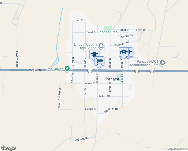 map of restaurants, bars, coffee shops, grocery stores, and more near 31 South 4th Street in Panaca