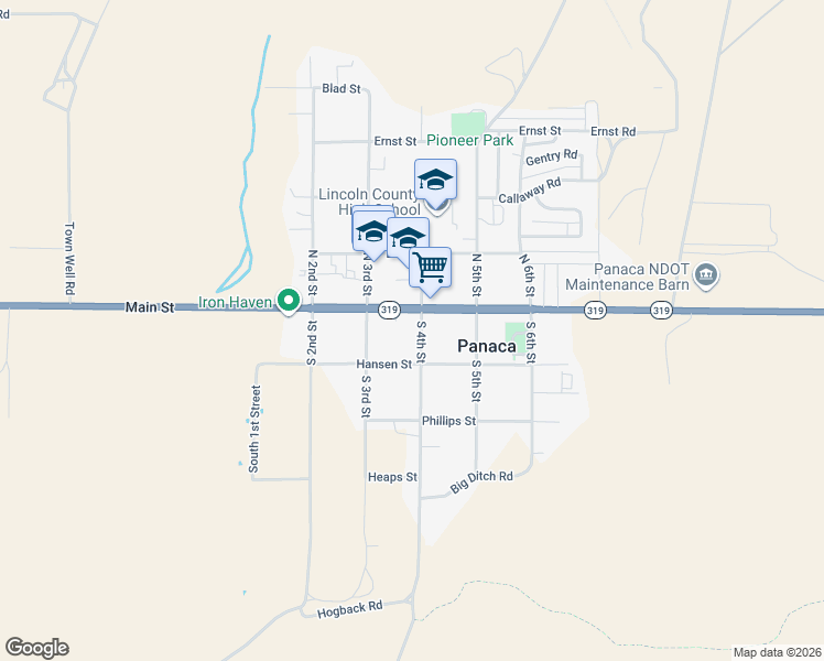 map of restaurants, bars, coffee shops, grocery stores, and more near 31 South 4th Street in Panaca
