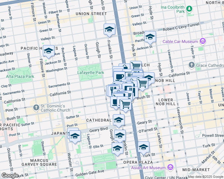 map of restaurants, bars, coffee shops, grocery stores, and more near in San Francisco