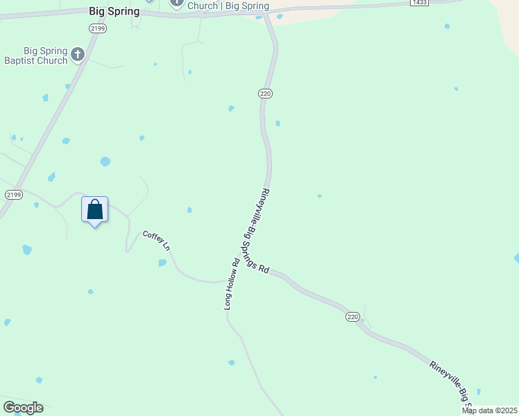 map of restaurants, bars, coffee shops, grocery stores, and more near 15721-16529 Rineyville-Big Springs Road in Rineyville
